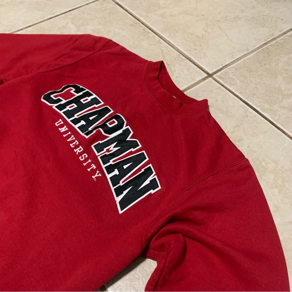 Champion Mens Womens Chapman University Crewneck Red Sweatshirt XS